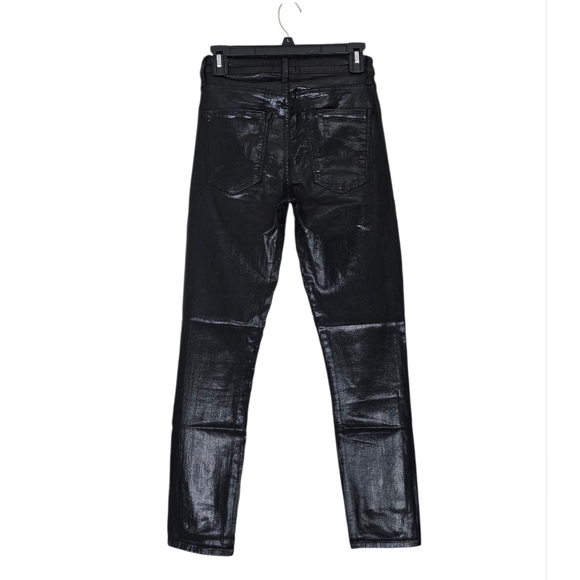 AGOLDE High Rise Skinny Ankle Black Wax Coated Denim jeans 27 Preowned - Picture 2 of 10